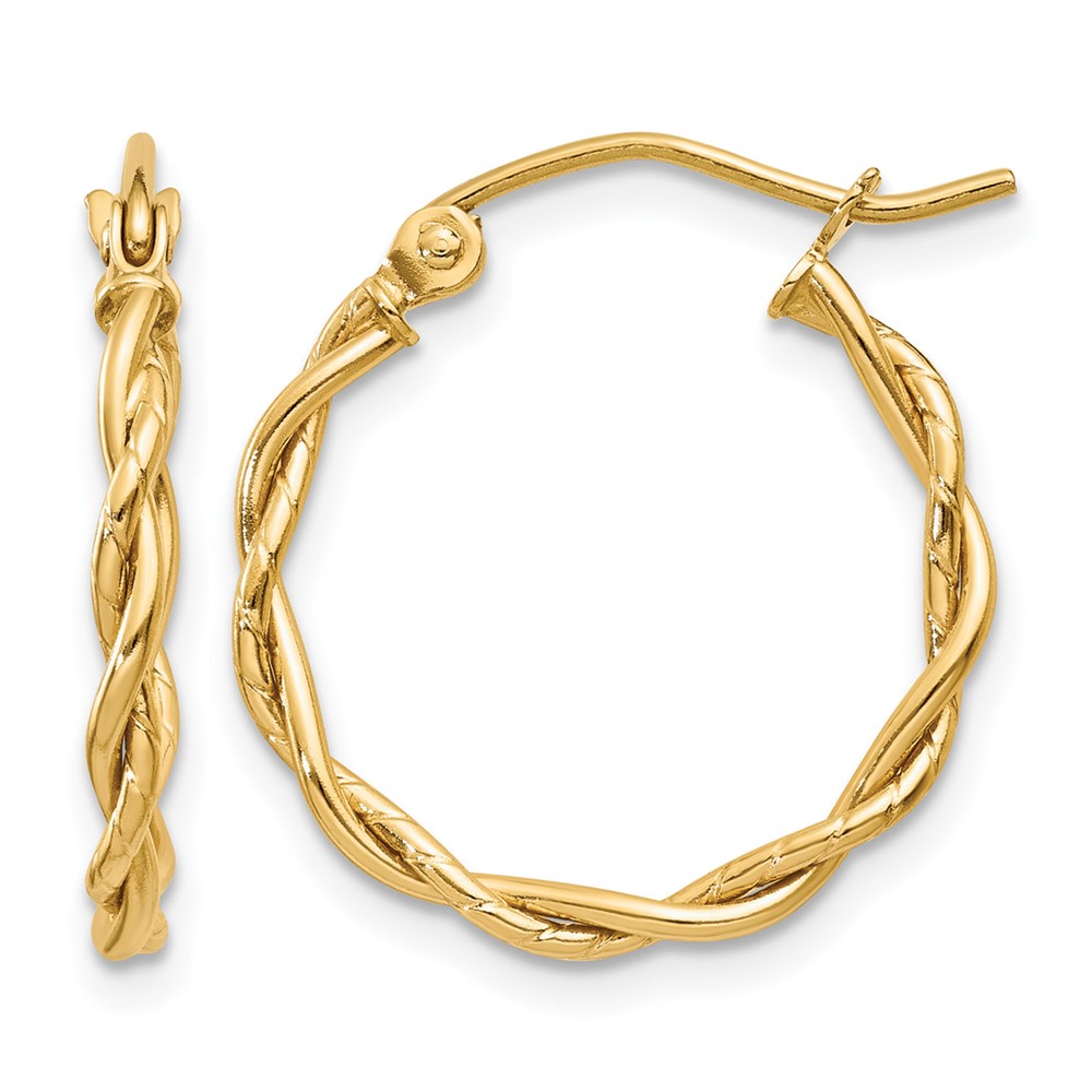 14K Polished 2.25mm Twisted Hoop Earrings