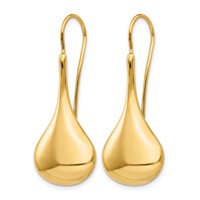 14K Yellow Gold Polished Abstract Dangle Wire Earrings view 2