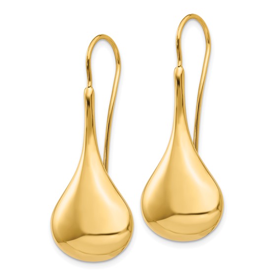 14k Polished Abstract Dangle Wire Earrings