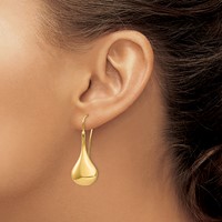 14K Yellow Gold Polished Abstract Dangle Wire Earrings view 3