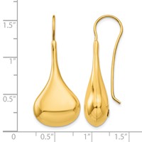 14K Yellow Gold Polished Abstract Dangle Wire Earrings view 4