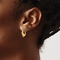 14K Yellow Gold Polished Dolphin Hoop Earrings view 3