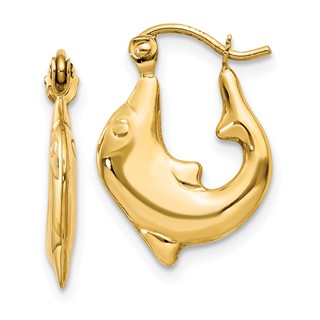 Gold Dolphin Hoop Earrings