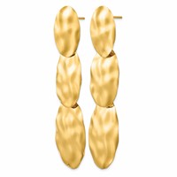 14K Polished Hammered Graduated 3-Circle Dangle Post Earrings view 2