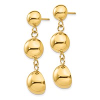 14K Yellow Gold Polished Graduated Half-Ball Dangle Post Earrings view 2
