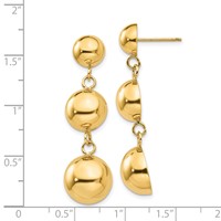 14K Yellow Gold Polished Graduated Half-Ball Dangle Post Earrings view 4