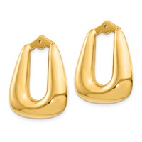 14K Yellow Gold Polished Square Hoop Earring Jackets view 2