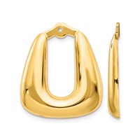 14K Yellow Gold Polished Square Hoop Earring Jackets view 1