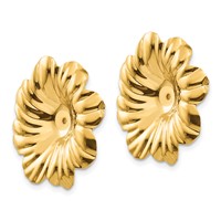 14K Yellow Gold Polished Floral Earring Jackets view 2