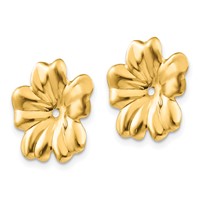 14K Yellow Gold Polished Floral Earring Jackets view 2