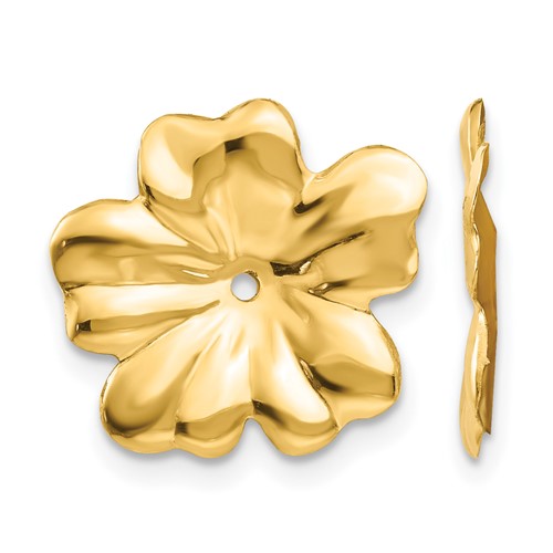 14K Yellow Gold Polished Floral Earring Jackets
