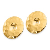 14K Yellow Gold Polished Hammered Disc Earring Jackets view 2