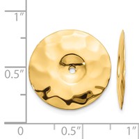 14K Yellow Gold Polished Hammered Disc Earring Jackets view 3