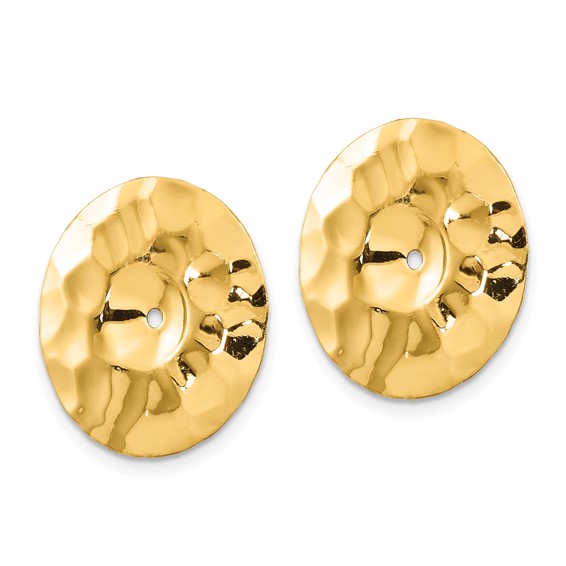 14k Polished Hammered Disc Earring Jackets