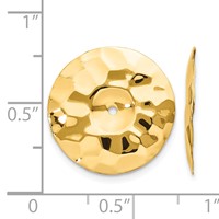 14K Yellow Gold Polished Hammered Disc Earring Jackets view 3