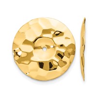 14K Yellow Gold Polished Hammered Disc Earring Jackets view 1