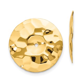 14k Polished Hammered Disc Earring Jackets