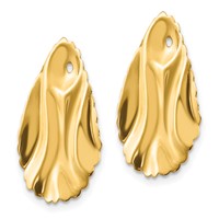 14K Yellow Gold Polished Hammered Oval Earring Jackets view 2