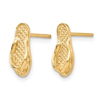 14K Yellow Gold Polished Flip-Flop Post Earrings view 2