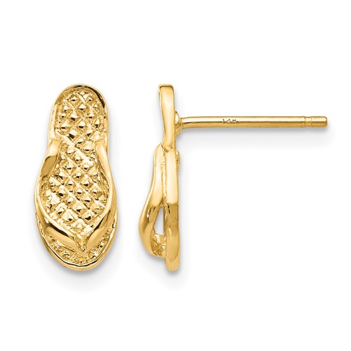 14K Yellow Gold Polished Flip-Flop Post Earrings