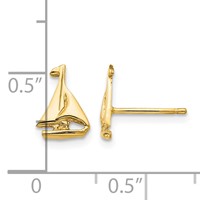 14K Yellow Gold Mini Sailboat Post Earrings view 4