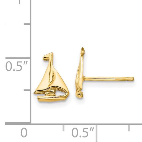 Gold Sail Boat Post Earrings