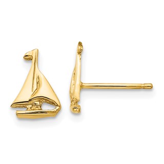 Gold Sail Boat Post Earrings