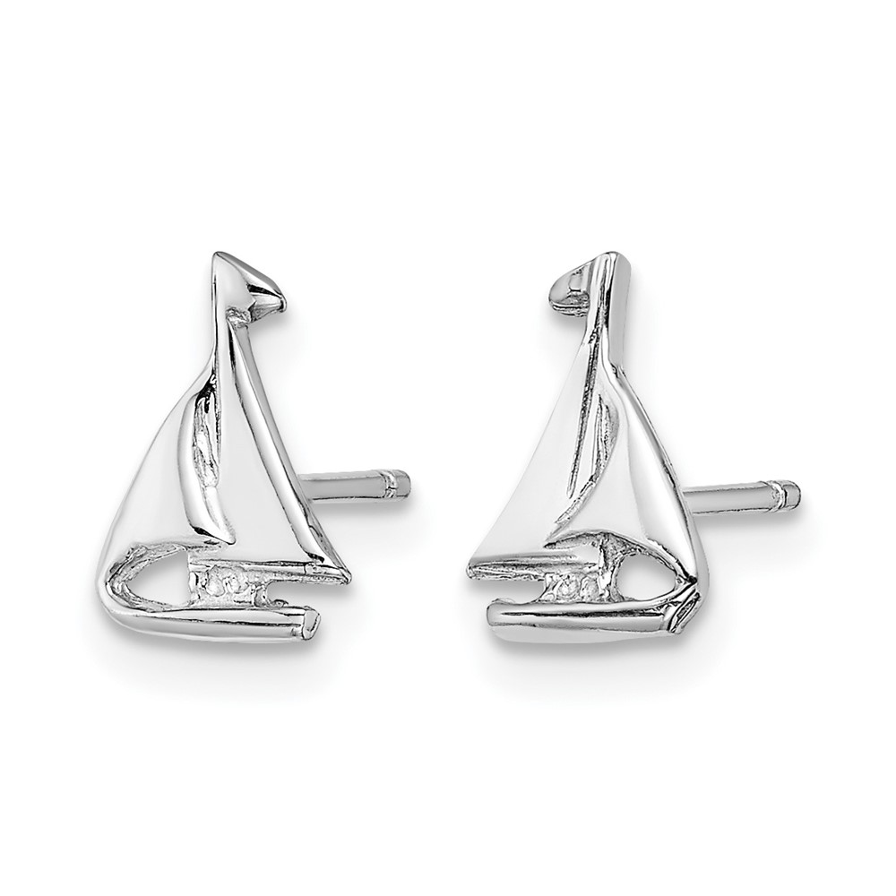14K White Gold Mini Sailboat Post Earrings (E905W)