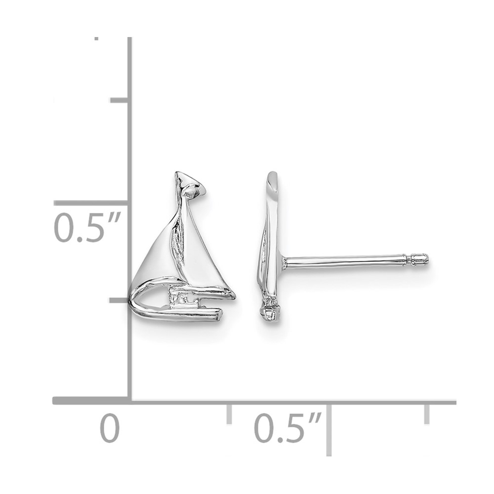 14K White Gold Mini Sailboat Post Earrings (E905W)