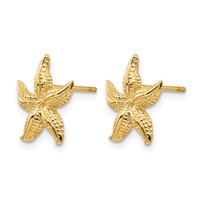 14K Yellow Gold Starfish Earrings view 2