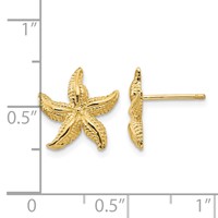 14K Yellow Gold Starfish Earrings view 4