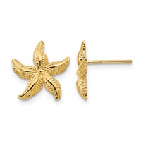 14K Yellow Gold Starfish Earrings view 1
