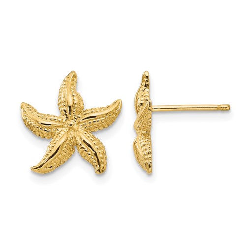 14K Yellow Gold Starfish Earrings