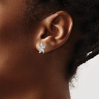 14K White Gold Starfish Earrings view 3