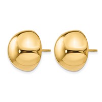 14K 16mm Yellow Gold Polished Half Ball Post Earrings view 2