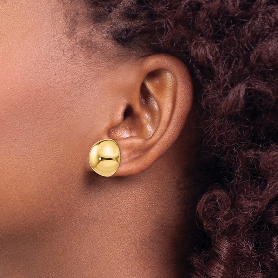 Gold Polished Button Post Earrings