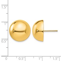 14K 16mm Yellow Gold Polished Half Ball Post Earrings view 4