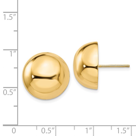 Gold Polished Button Post Earrings