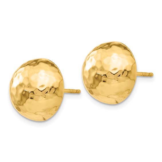 Gold Hammered Button Post Earrings