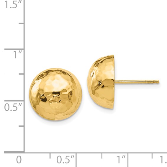 Gold Hammered Button Post Earrings