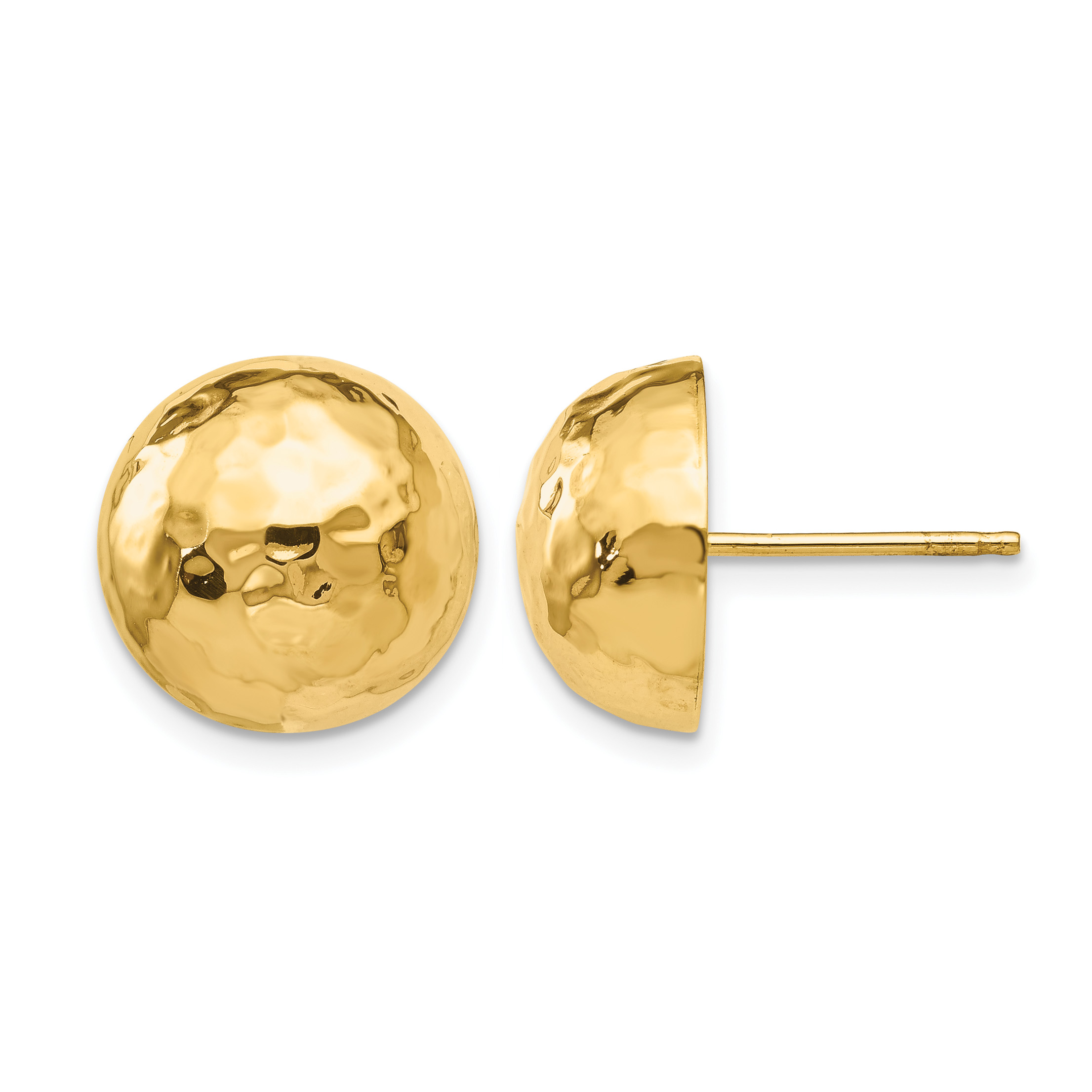14k Hammered Half Ball Post Earrings (E928)