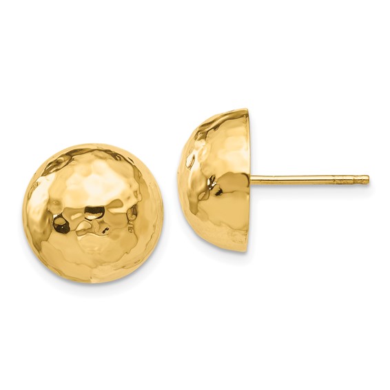 Gold Hammered Button Post Earrings