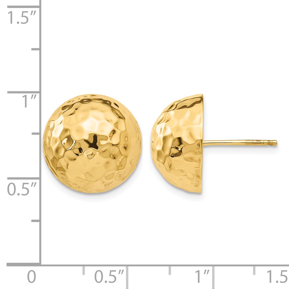 14k Hammered Half Ball Post Earrings (E929)