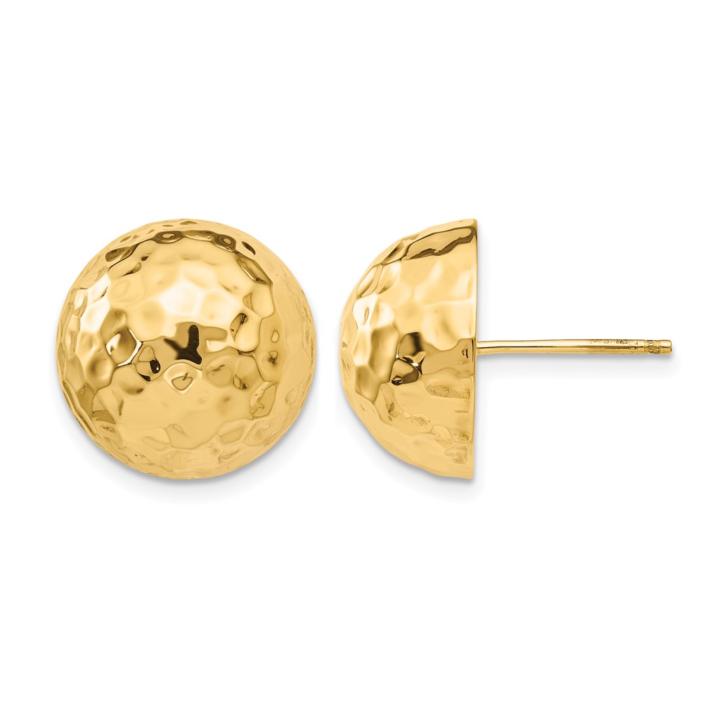 14k Hammered Half Ball Post Earrings (E929)