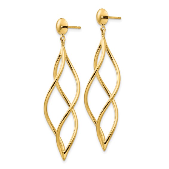Gold Twisted Dangle Shepard Hook Earrings