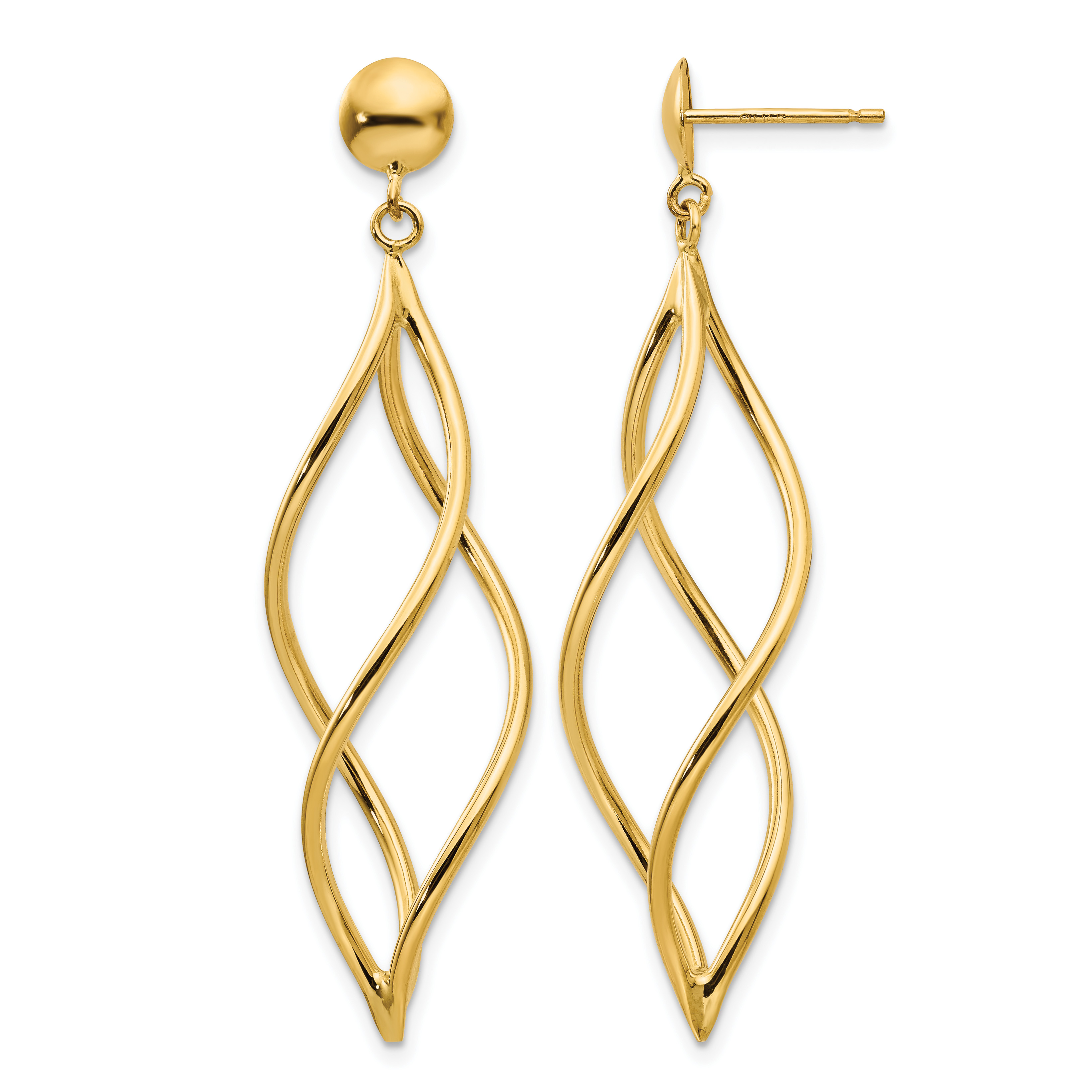 14k Curved Tube Dangle Earrings (E965)