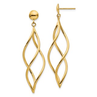 Gold Twisted Dangle Shepard Hook Earrings