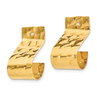 14K Yellow Gold Polished Hammered J-Hoop Earring Jackets view 2