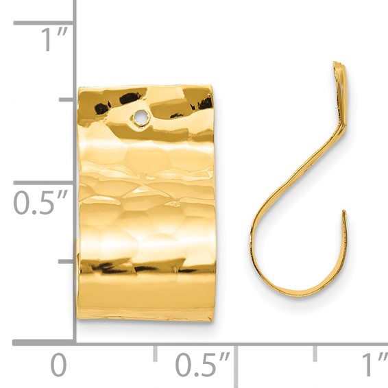 14k Polished Hammered J-Hoop Earring Jackets