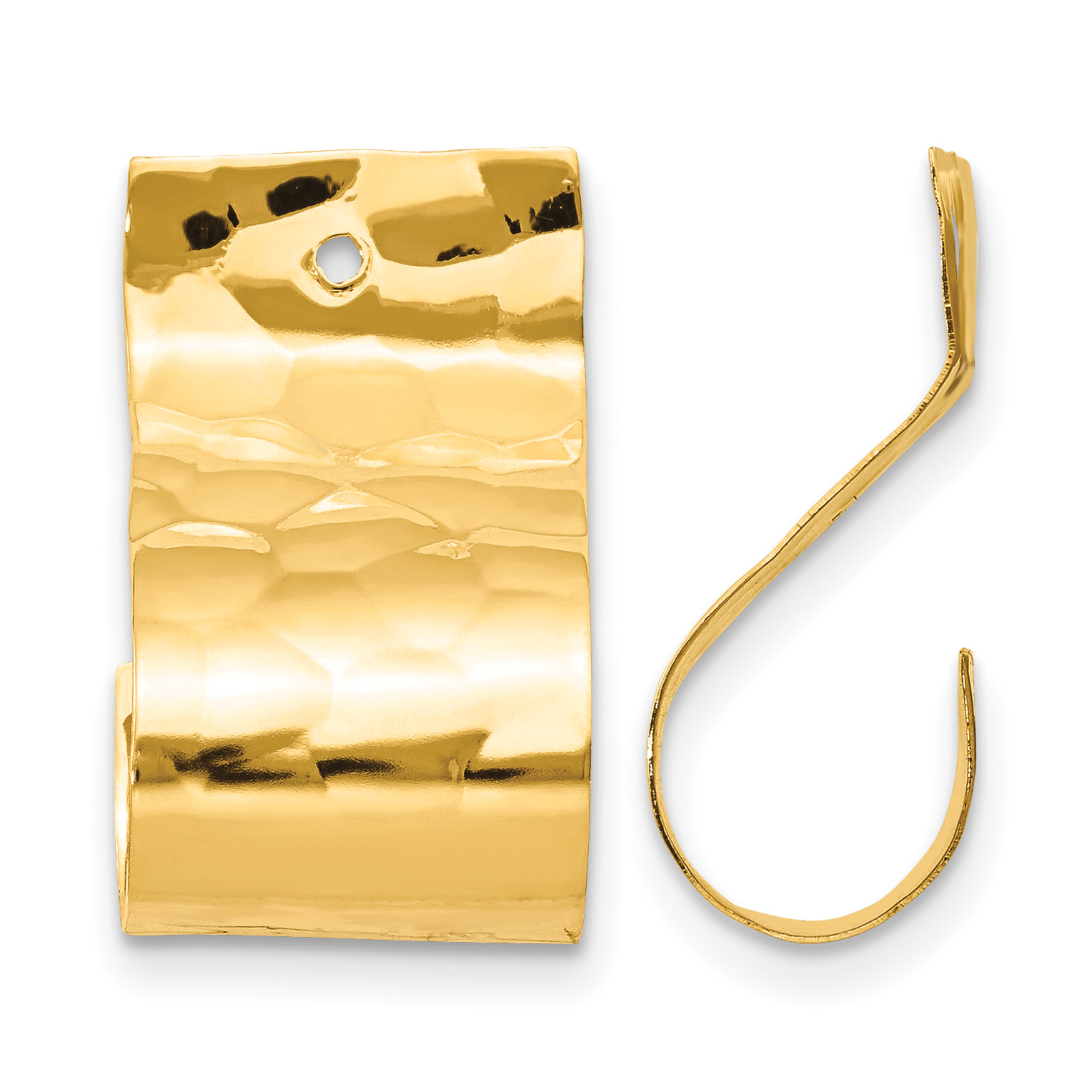 14k Polished Hammered Earring Jackets (E987)